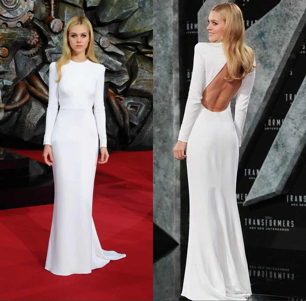Nicola Peltz Beyonce Celebrity Dresses Long Sleeve White Open Back Nicola Peltz Beyonce Celebrity Dresses Long Sleeve White Open Back Prom Dress Y Las Evening Vestidos De Festa Longo In Inspired