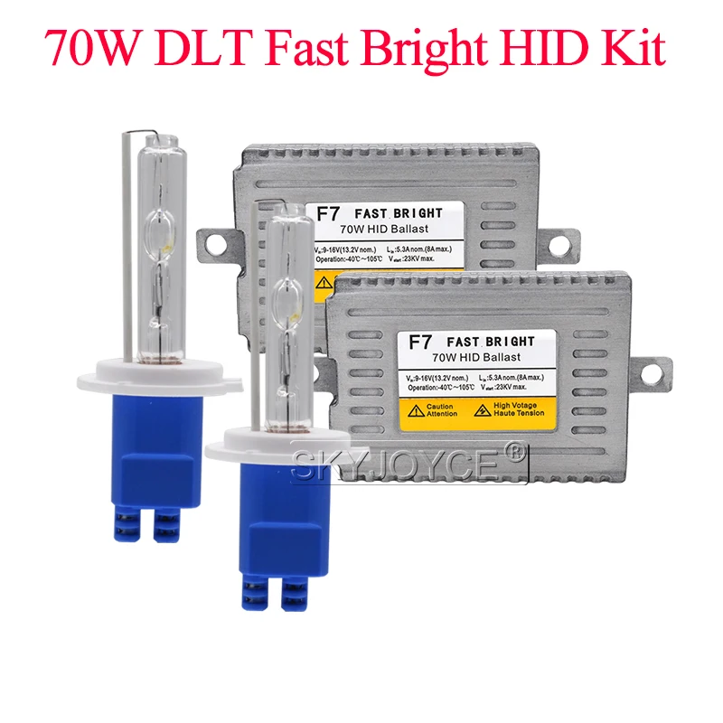 12V 70W DLT F7 Fast Bright HID Ballast Kit Car Headlight Bulb 3000K 4300K 6000K Xenon H7 H1 H11 9005 9006 D2H 70W HID Xenon Kit