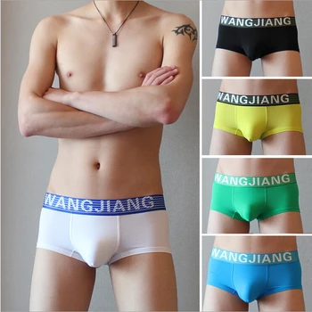 

3pcs/lot New WJ men's boxer underwear transparent thin ice silk boxer underwear 5 colors size S/M/L/XL