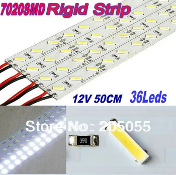 

50CM Super Bright 0.5m 7020SMD 36LEDs rigid Light LED Aluminum Bar Strip 12V NON-Waterproof Color For Cabinet/Counter-Pure white