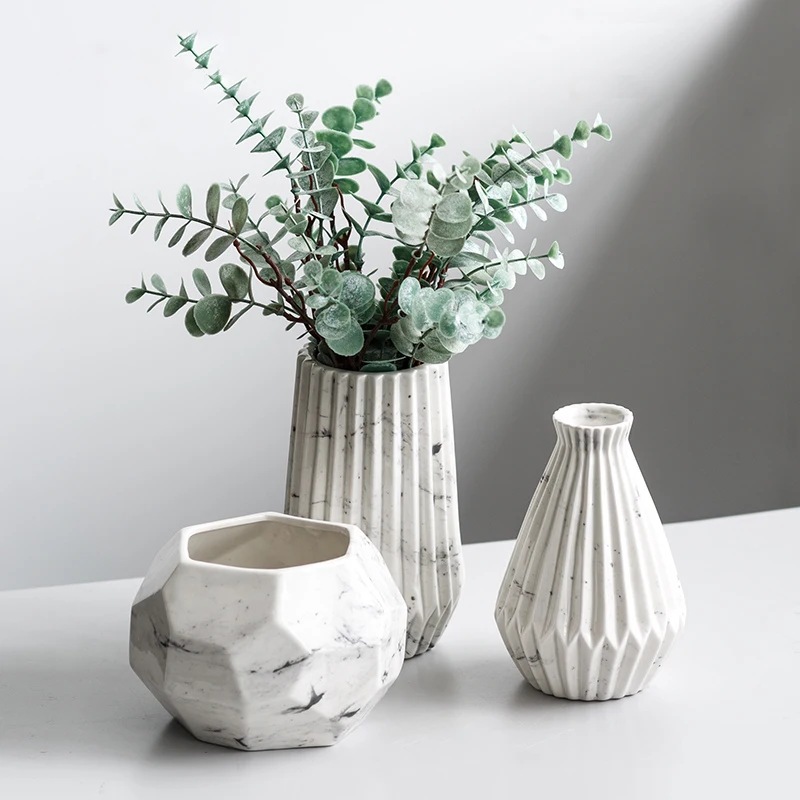 

Marbling ceramic vase decoration crafts Geometric vases jarrones decorativos moderno flower vase With flowers wedding decoration