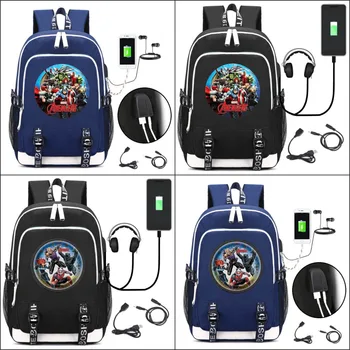 

's The Avengers USB Charging Backpack Boy Girl School bag Bookbag Teenagers Laptop Shoulders Bags Men Travel Bags Packsack