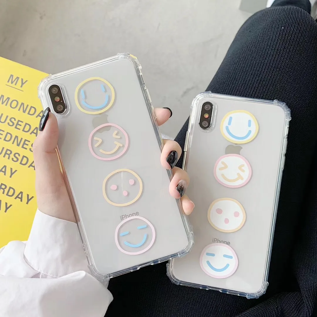 

Korea INS Expression Cute Smiley Phone case For iphone Xs MAX XR X 6 6s 7 8 plus Retro Fresh Anti-fall Soft TPU back Cover Coque