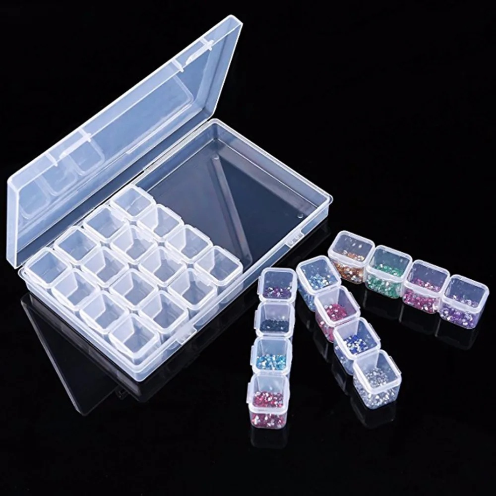 28 Lattices Detachable Diamond Embroidery Accessories Storage Box Case Organizer Sorting Holder Rhinestone Divider With Cover