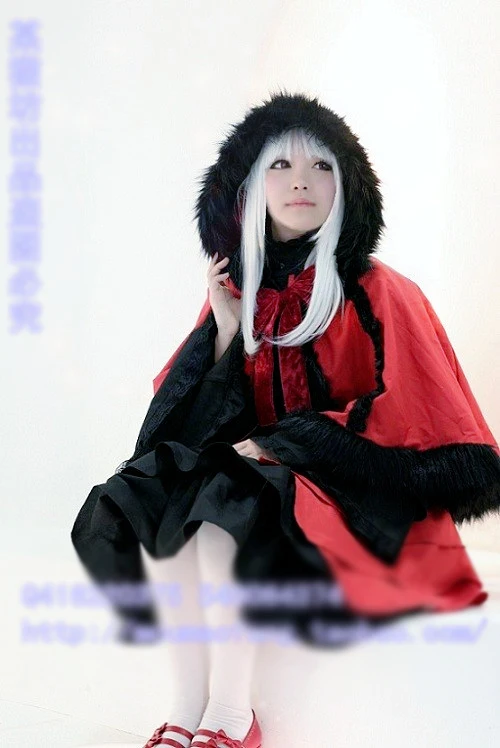 

K Kushina Anna Cosplay Costume Halloween Red Lolita Uniform Hat+Cape+Top+Dress+Bow Custom-made