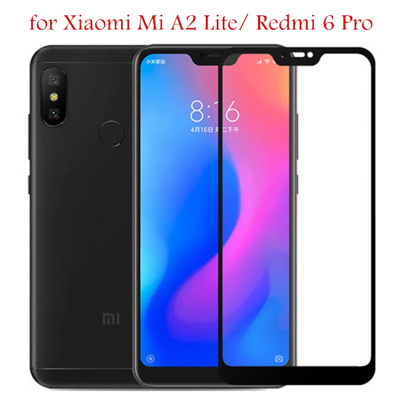 Закаленное стекло для Xiaomi Mi A2 Lite Черная защитная пленка экрана с защитой от