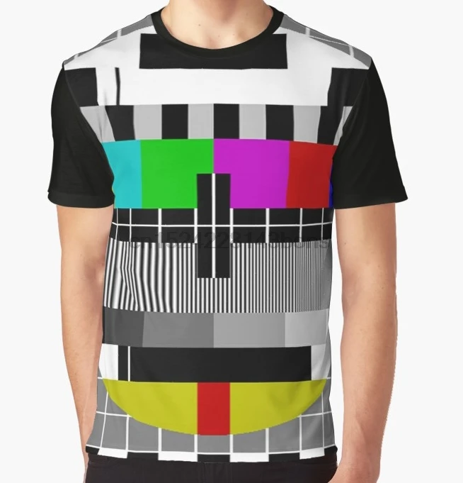 

All Over Print T-Shirt Men Funy tshirt Test Pattern Logo Short Sleeve O-Neck Graphic Tops Tee women t shirt
