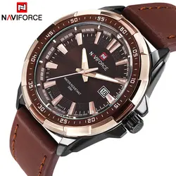 Новинка 2018 года модные повседневное NAVIFORCE бренд водостойкие кварцевые часы для мужчин Военная Униформа кожа спортивные часы