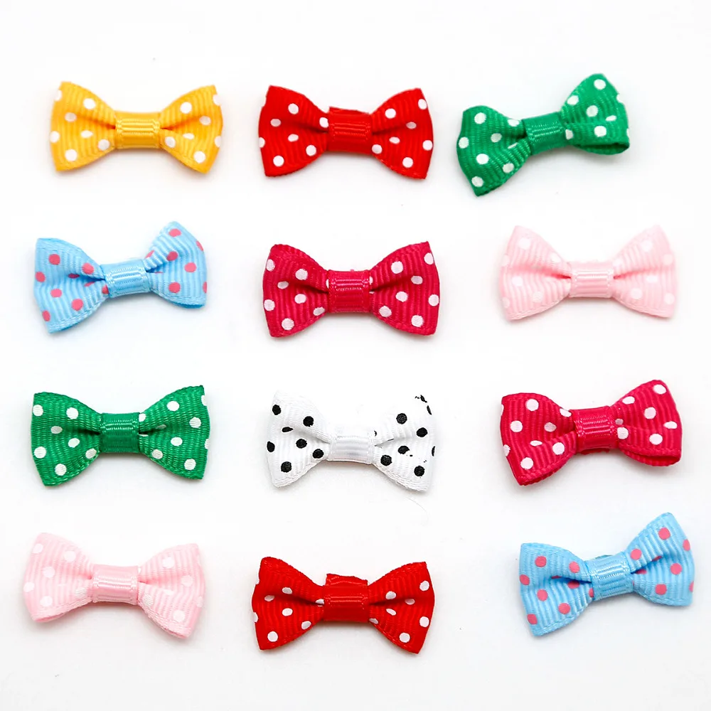 

100Pcs 3x1.5cm Mini Dots Printed Grosgrain Ribbon Bow Craft For Wedding Bow Tie Decoration DIY Sewing Craft