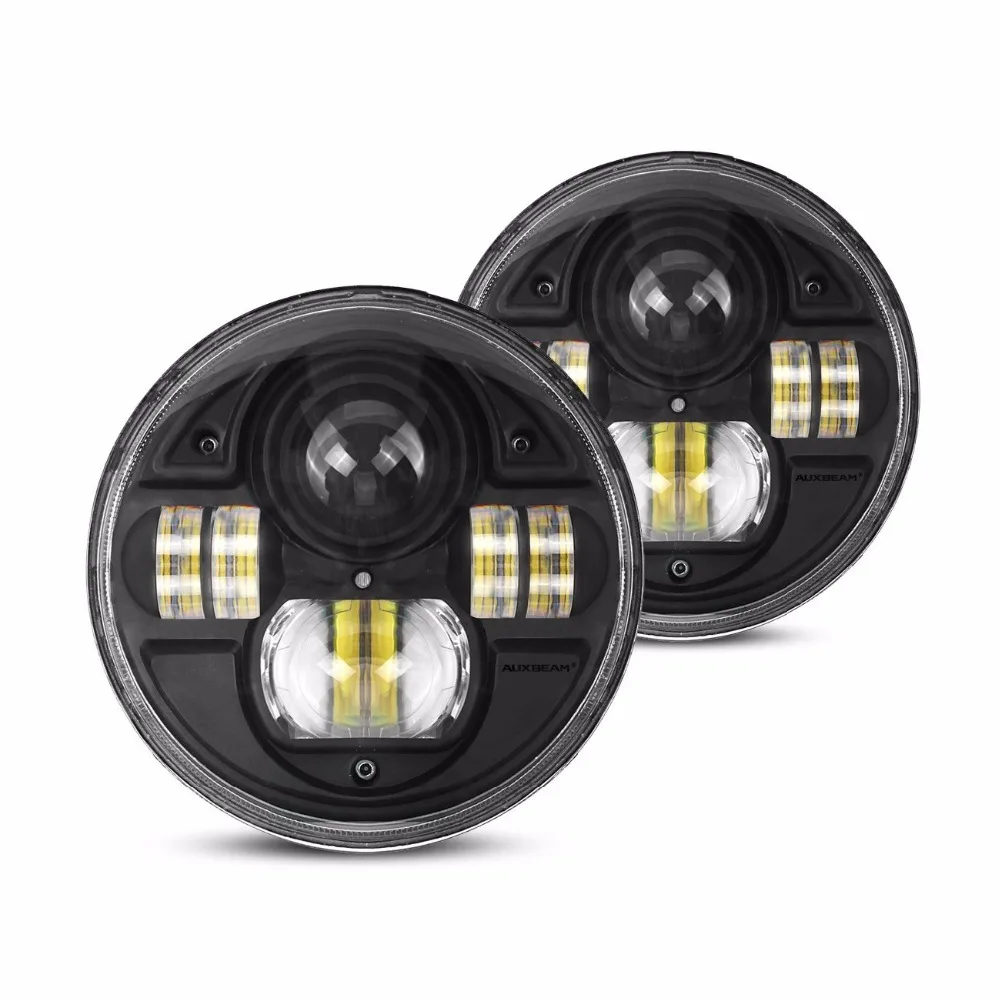 

2 pcs 7 inch H4 Round Headlight 54W LED High Beam / Low Beam With DRL For Jeep Wrangler and LandRover Defender