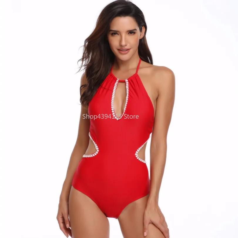 2019 красный сексуальный комплект бикини одна деталь Sw imwear пикантные купальник с