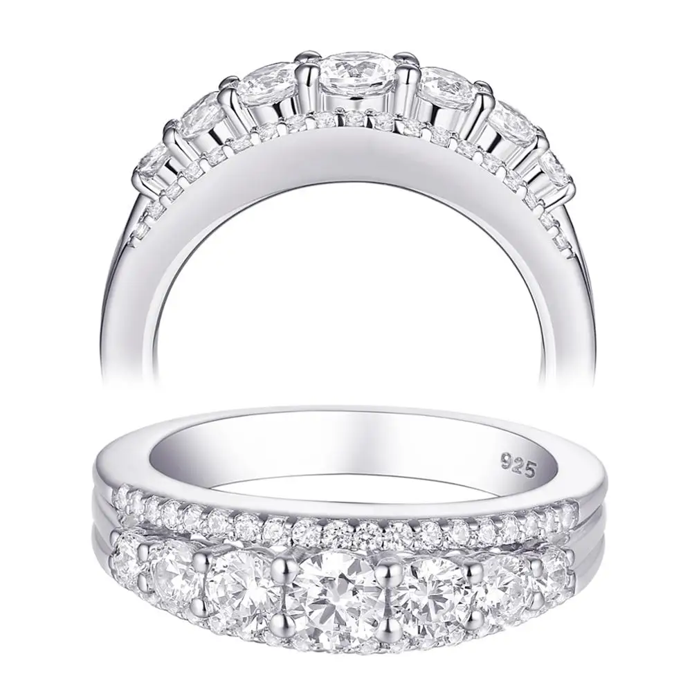 Newshe одноцветное 925 пробы Серебряное обручальное кольцо Круглый Белый 1.2Ct AAA CZ вечность браслет ювелирные изделия подарок для женщин 1R0010