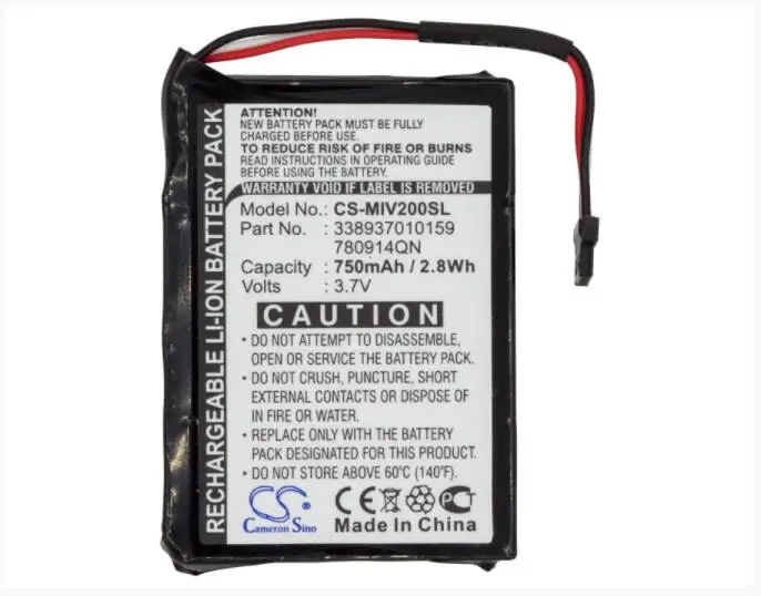 Аккумулятор Cameron Sino 750 мАч для MITAC Mio Moov 200 200e 200u 210 338937010159 780914QN GPS аккумулятор