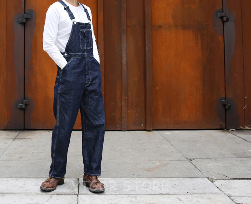 Bronson Винтаж 1920s джинсовый комбинезон Мужская Рабочая одежда брюки с высокой посадкой