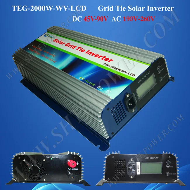 

2KW grid tie solar inverter, grid tie pv inverter 2000 watts dc 45v-90v input to ac 220v, 230v, 240v output