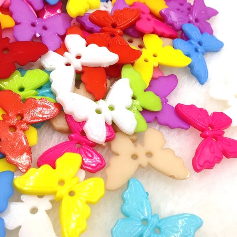 

10/50/100pcs Mix Butterfly Plastic Buttons 22mm Sewing Craft 2 Holes PT108