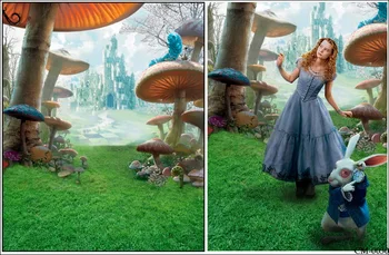 

Fairy Tale Kids Photography Backdrops Mushroom with Green Glass Newborn Baby Photo Background Custom Baby Photo Props for Studio