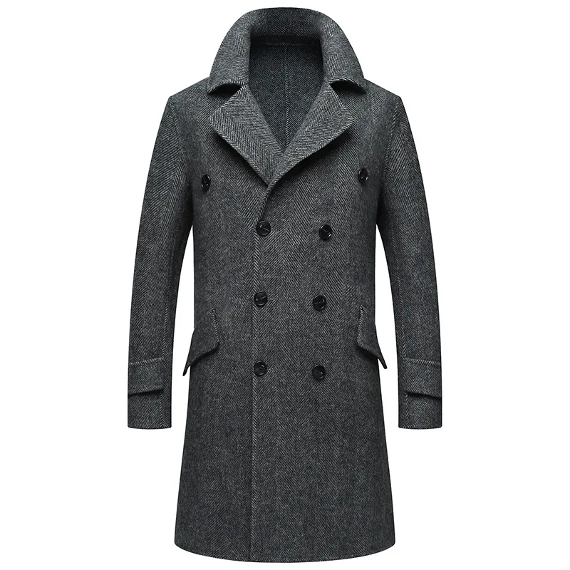 

2019 Winter New Casual Long Peacoat Men