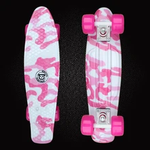 Free Shipping Mini Cruiser Printed Plastic Skateboard 22inch Retro Longboard Truck Skate Long Board Deck Skate Board PD11