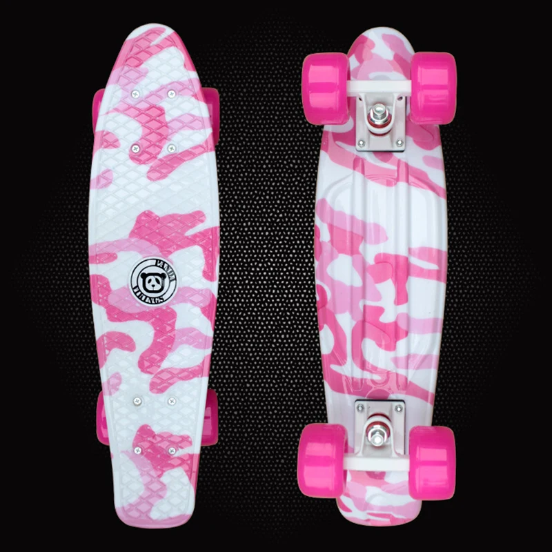 Бесплатная доставка Пластиковый Скейтборд Mini Cruiser с принтом 22 дюйма ретро