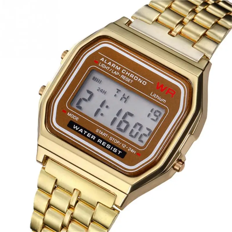 

Waterproof Multifunctional Rectangle Shape Digit Dial Stainless Steel Strap Watch