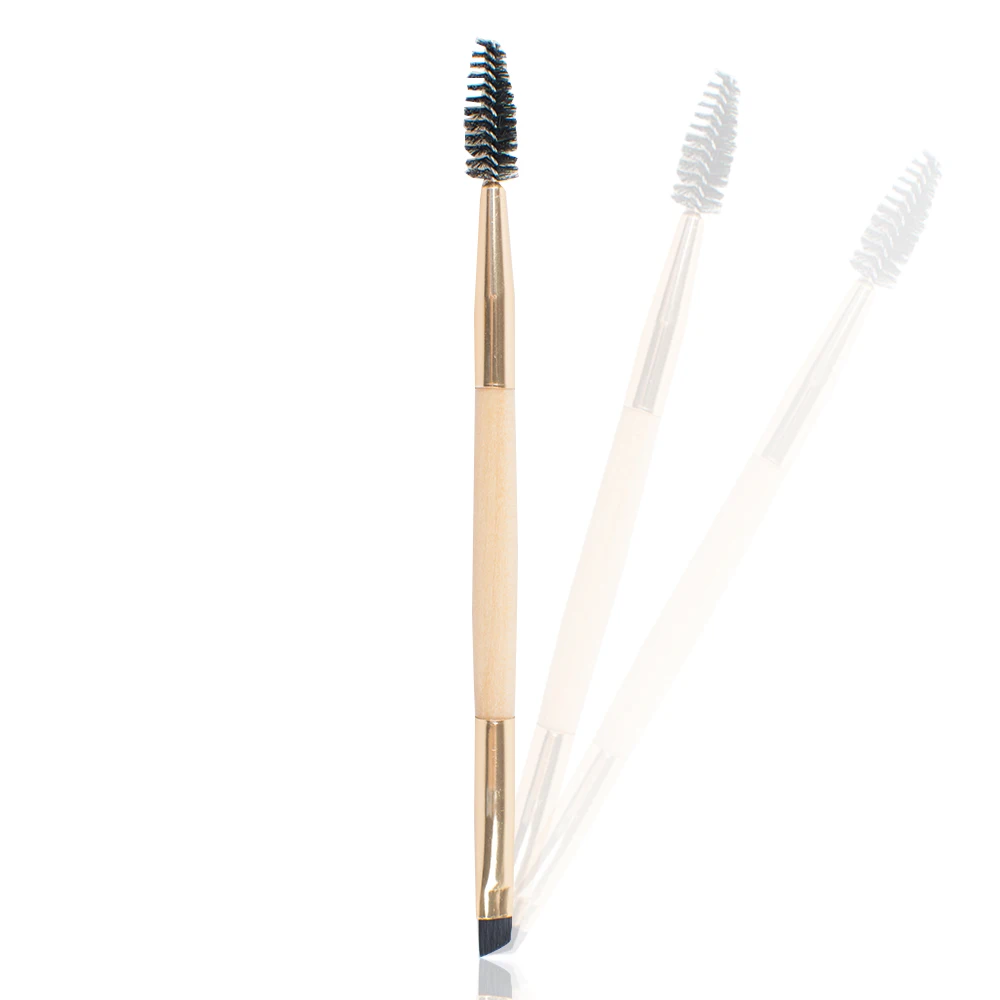 Mini Eyebrow Brush Duo Angle Brow Brush with Makeup Brushes Bamboo Handle Brush Angled Eyeliner