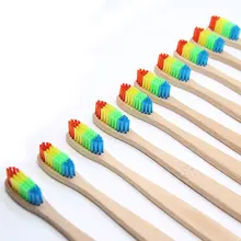 1 pccolorful головы бамбука Зубная щётка оптовая продажа Защита окружающей среды деревянный Радуга бамбука Зубная щётка Уход за полостью рта мягкой щетиной