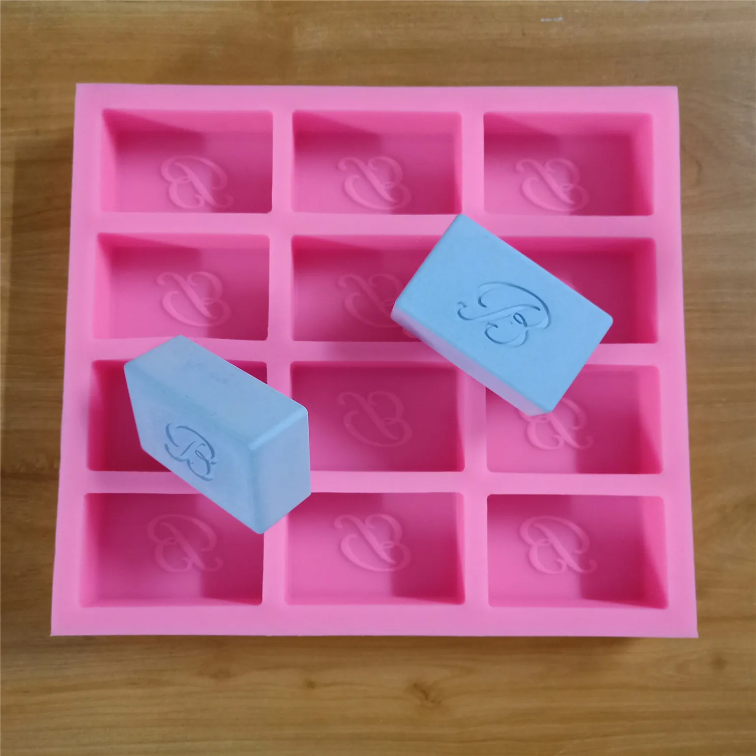 

Customize Rectangle Cold Process Soap Molds With Logo 12 Cavities Custom Silicone Mold for Bar Soap Making