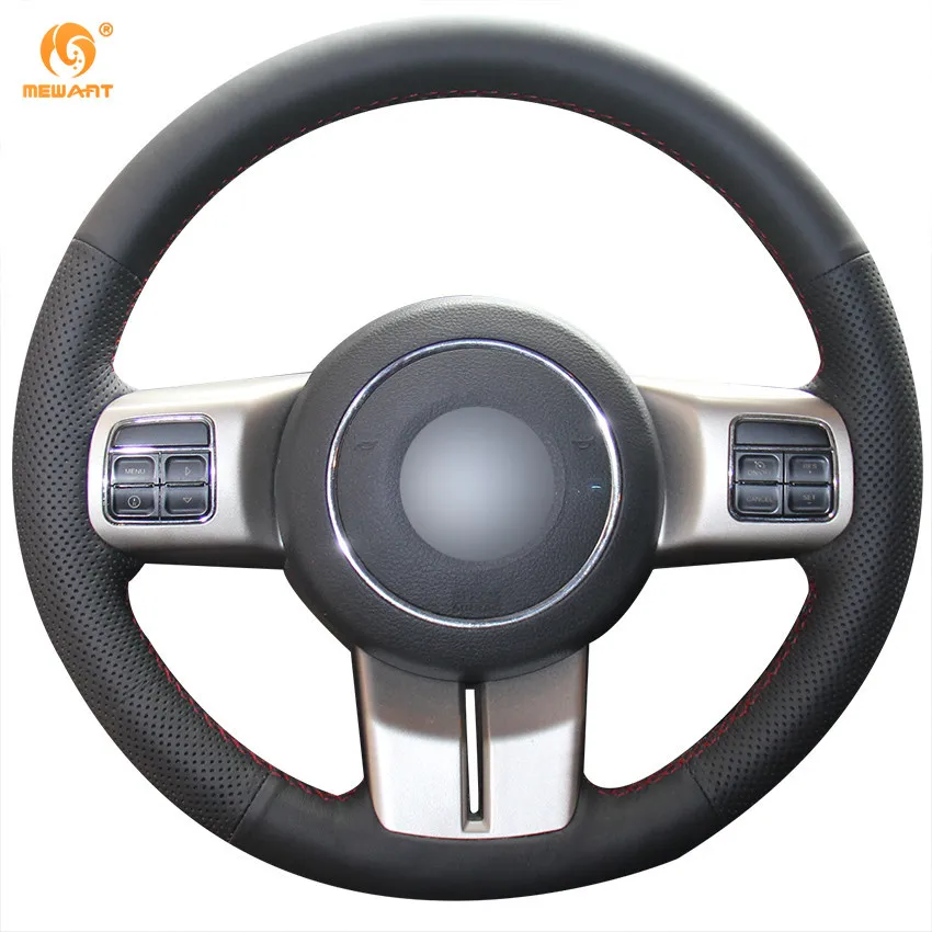 MEWANT Black Artificial Leather Car Steering Wheel Cover for Jeep Grand