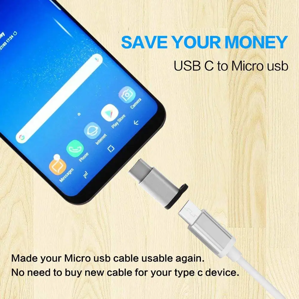 PORTEFEUILLE 3 шт. Мини Внешний Аккумулятор Адаптер для huawei micro usb к type c Конвертер для samsung galaxy s8 s7 конвертер