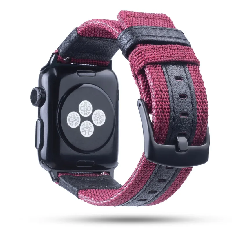 Nylon Leather Watchband for Apple Watch 44mm 42mm 40mm 38mm Strap Iwatch 4/3/2/1 Wrist Band Jeep Style Belt | Наручные часы