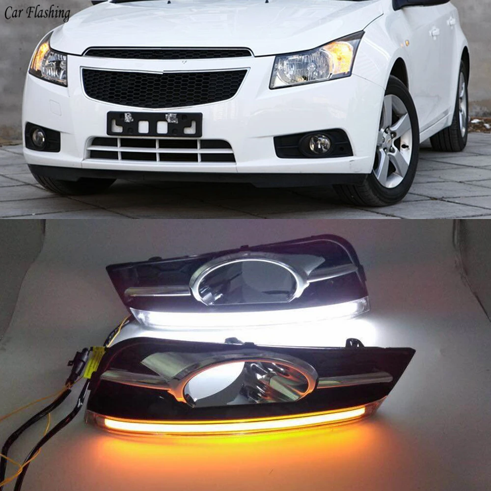 

Car Flashing 2PCS For Chevrolet Cruze 2009 2010 2011 2012 2013 2014 DRL Daytime Running Lights Daylight With Turn Signal lamp