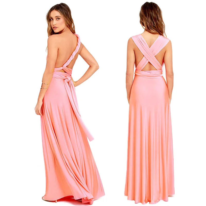 Multiway Wrap Convertible Red Dress Bandage Long Dress Party Bridesmaids Infinity Robe Longue