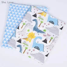 Она любит хлопок мультфильм Динозавр ткань для DIY материалы для рукоделия одежда квилтинг Tela украшения