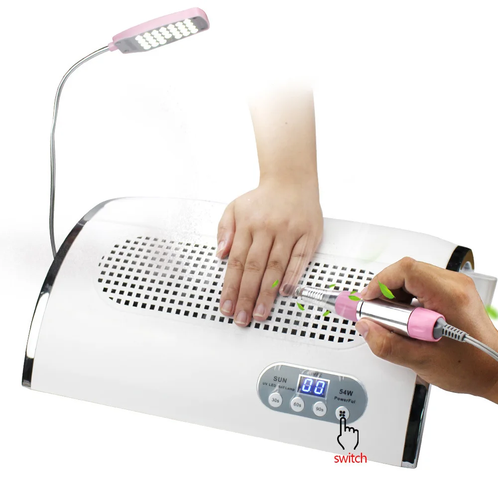 

Electric Nail Drill 25000 RPM 54W LED UV Nail Lamp Nails Dust Vacuum Cleaner Collector 4 in 1 Nail Art Equipment