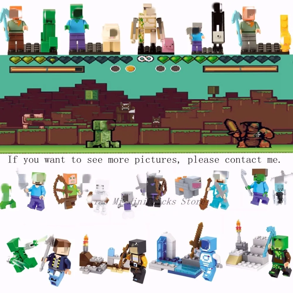 

Legoing Minecraft Figures Blocks Toys My World Zombie Steve Building Block Compatible Minecraft Legoings Weapon Kid Toy Gift