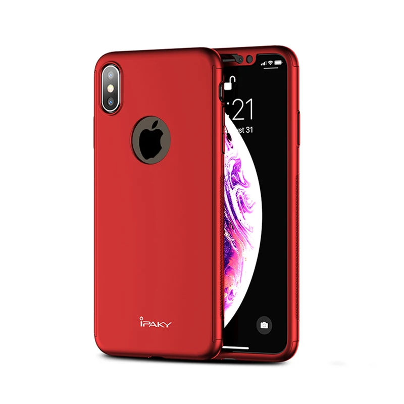 Для IPhone Xr Чехол IPaky 360 Полное покрытие для IPhone X Тонкий чехол для IPhone Xs Max ультра тонкая задняя крышка для IPhone 10 чехол s - Цвет: Red