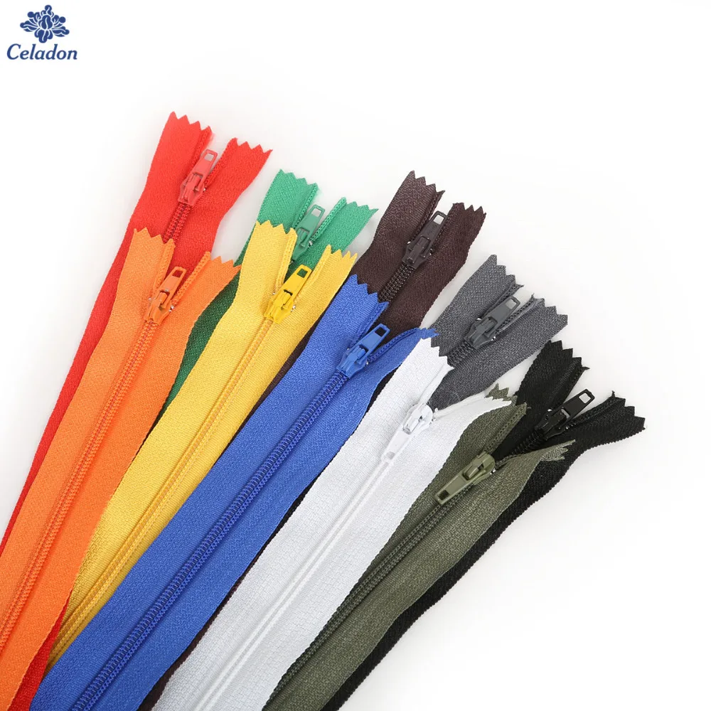 

20cm Length Multi Colors 10Pcs/lot Long Invisible Zippers DIY Nylon Coil Zipper For Sewing Clothes Cushion Pillow Tailor Tool