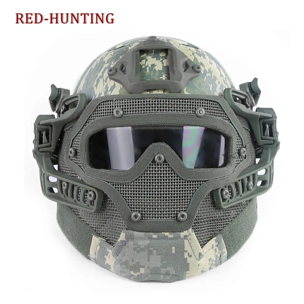 Шлем Swat для всего лица, защитная маска с очками, страйкбол, пейнтбол, Быстрый Шлем для охоты на открытом воздухе, CS Wargame
