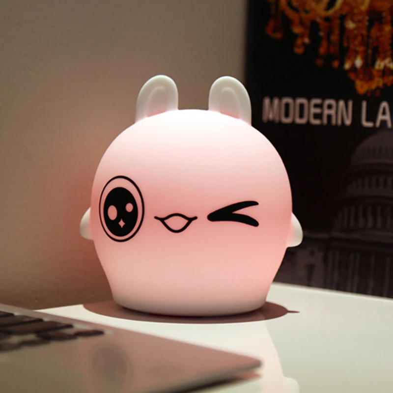

Touch Sensor Tap Control Night Light Rabbit LED Lampsn Silicone Animal Battery Lamps Baby Kids Bedroom Bedside Lamps Home Decor