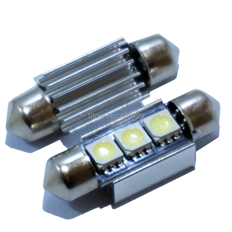 100pcs Hight quantity 36mm 39mm 41mm 3 SMD 5050 LED White Car Dome Bulbs Festoon CANBUS Error Free License Plate Lights DC 12V