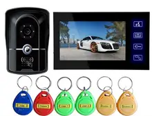 Freeship RFID teclado táctil de Pantalla a Color de Portero Automático intercom Visión Nocturna Cámara Del Ojo de puerta Sistema de Intercomunicación Teléfono Video de La Puerta