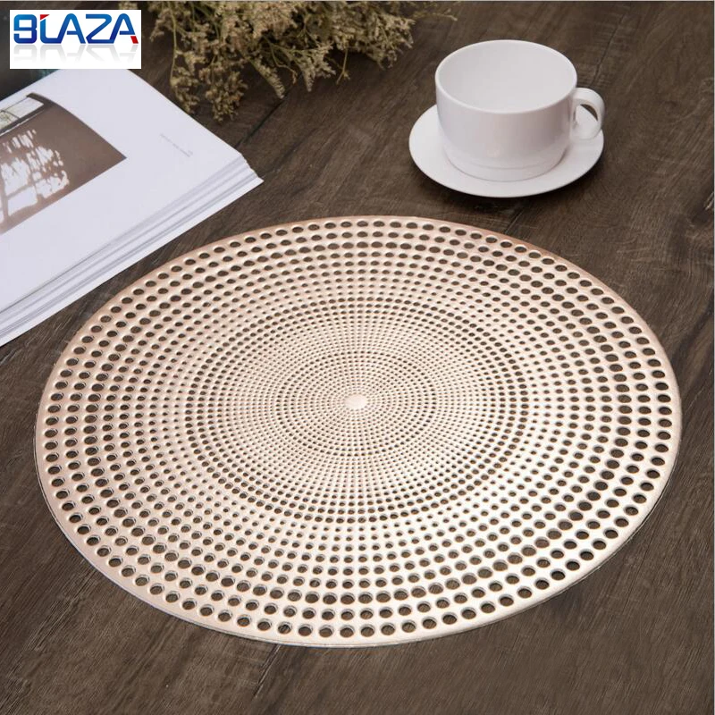 

1PC Circle Placemats for Dining Table Heat-resistant Placemats Stain Resistant Washable PVC Table Mats Kitchen Table Mats 14Inch