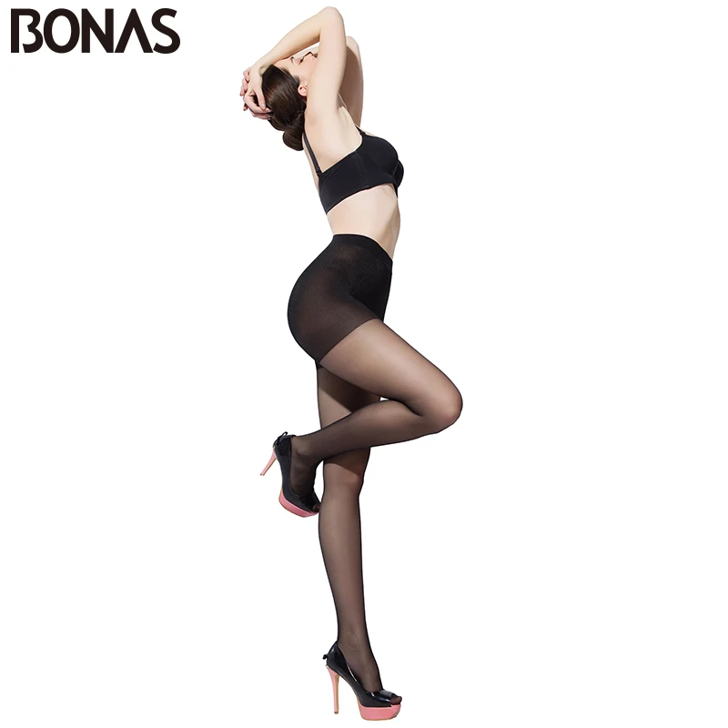 Бесшовные колготки BONAS 6шт./лот 30D летние женские облегающие пикантные черные