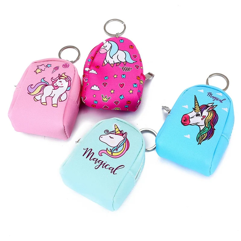 1 PC Unicorn Mini Coin Purse Shaped Keychain Zipper Small Handbag Decoration Keychain PU Leather ...