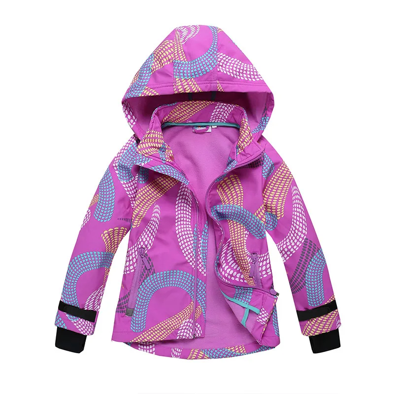 Phibee/ветровка для девочек; спортивная ветрозащитная мягкая куртка; Водонепроницаемая повседневная одежда для детей - Цвет: PURPLE