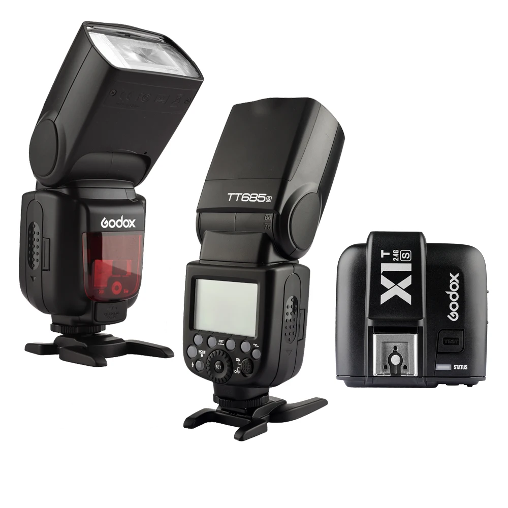 빠른 배송 2X Godox TT685S 2.4 G HSS 1 / 8000s TTL Speedlite GN60 카메라 플래시 라이트 + X1T-S 무선 플래시 트리거 소니에 대 한