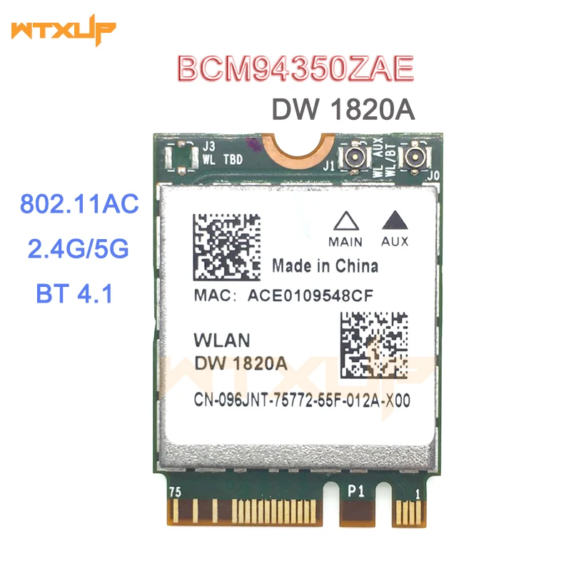 

DW1820A BCM94350ZAE 802.11ac BT4.1 867Mbps wifi Adapter BCM94350 M.2 NGFF DW1820 WiFi Wireless Card better than BCM94352Z