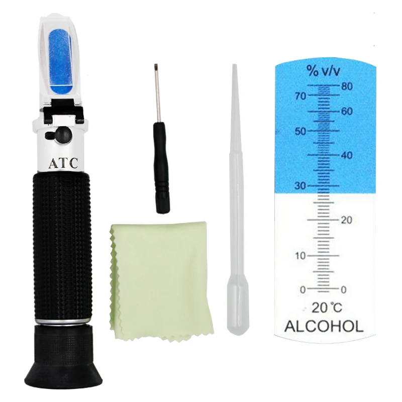 Portable Hand Held 0-80% alcoholometer Alcohol refractometer liquor alcohol Content Tester with ATC 47%off
