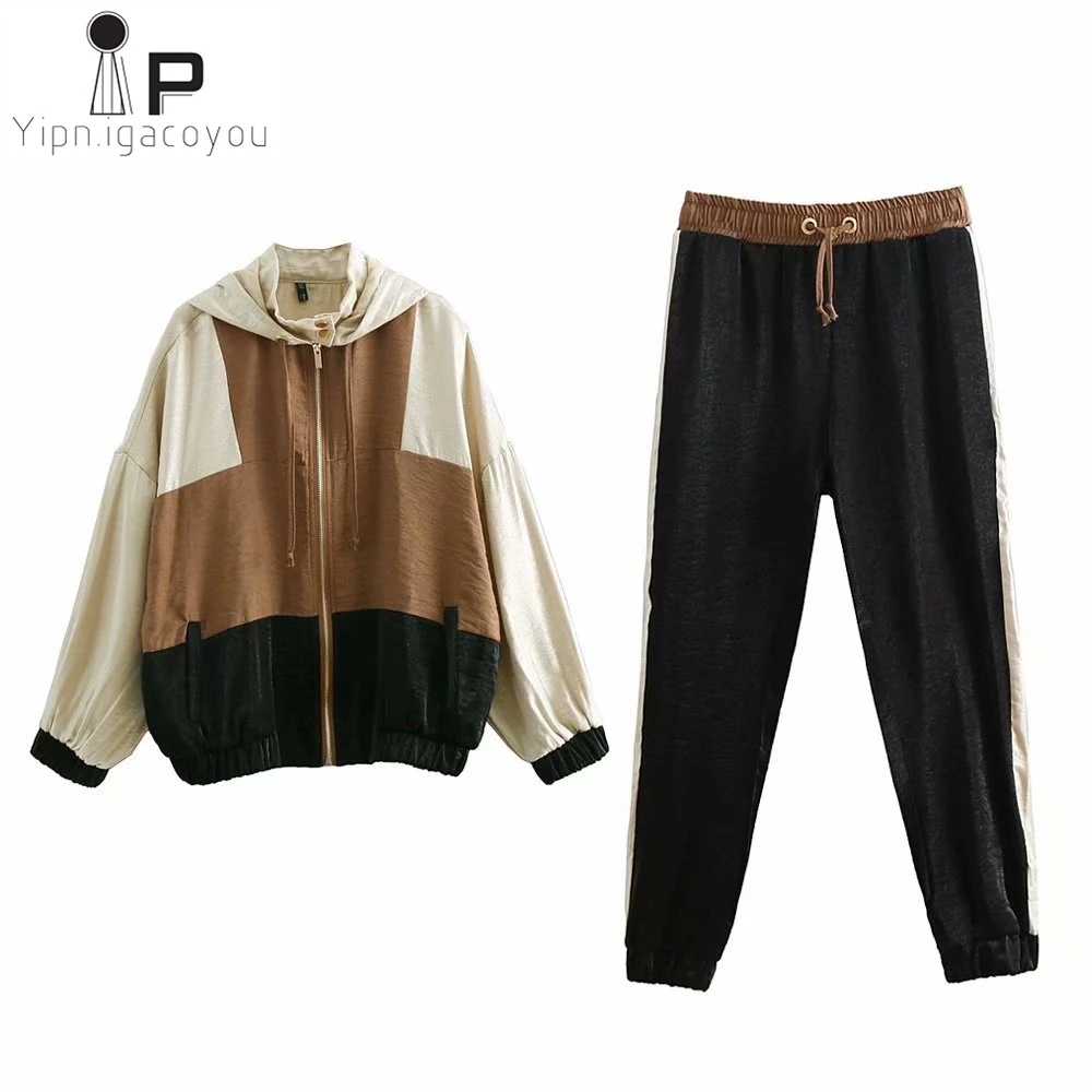 

Set Female Sports Hooded Jacket Casual Pants Ladies Tracksuit Two Piece Set Plus size Loose 2019 Autumn New Fashion Woman 2pcs